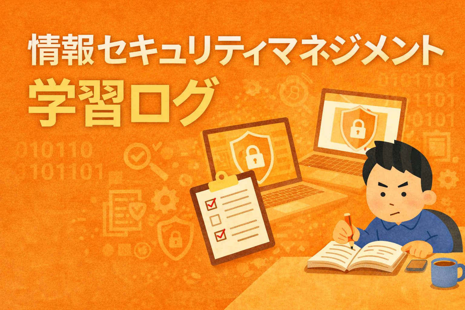 情報セキュリティマネジメント試験の学習ログをイメージしたイラスト